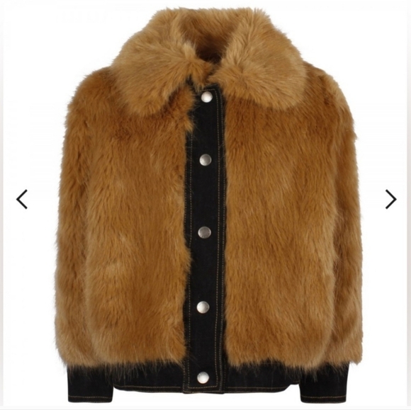 Stella McCartney Jackets & Blazers - COPY - Stella McCartney Faux Fur Jacket with Denim Detail Trim